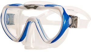 AQUAZON STARFISH Junior Medium Schnorchelbrille, Taucherbrille, Schwimmbrille, Tauchmaske für Kinder, Jugendliche von 7-14 Jahren, Tempered Glas, Silikon, tolle Passform, Farbe:blau Junior