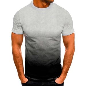 Männer T-Shirts Mit Farbverlauf Kurzarm Slim Fit Sommer Casual Rundhals Tops Bluse,Farbe: Hellgrau,Größe:XL