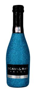 Scavi & Ray Secco Frizzante Piccolo 0,2l (10,5% Vol) Bling Bling Glitzerflasche in blau -[Enthält Sulfite]