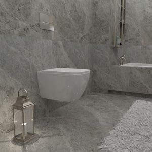 Wand WC spülrandlos Hänge WC mit Lotus Effekt Soft Close Toiletten Einfach Abzunehmender Sitz Weiß Square Modernität丨345