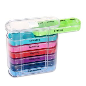 Schramm® Tablettenbox bunt mit bunten Schiebern für 7 Tage Pillen 12 x 11cm Tabletten Box Schachtel Tablettendose Pillendose