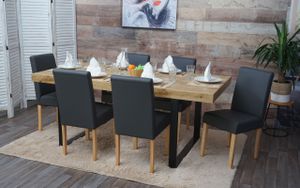 6er-Set Esszimmerstuhl Stuhl Küchenstuhl Littau  Kunstleder, grau matt, helle Beine