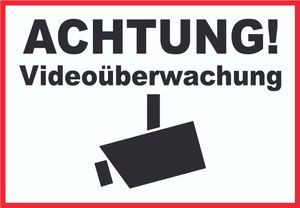Achtung Videoüberwachung Schild A4 Rückseite selbstklebend