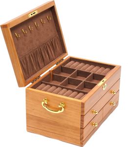 3 Etage Schmuckaufbewahrung Holzschmuckbox Schmuckkästchen Multifunktion Kapazität Schloss Aufbewahrung