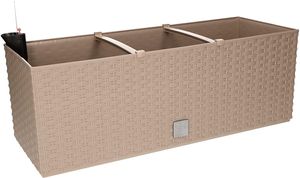 KOTARBAU® Blumenkasten 50x20x20cm mit Bewässerungseinlage Mocca Rattan Imitation