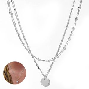 1pcs Halsketten Damen mit verschiedenen Anhängern, Hochwertige  Ketten in Silber, Gold , Multi Layer geeignet (Silber)