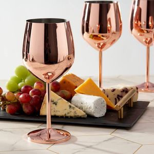 sada 4 sklenic na víno 550 ml Rose Gold z nerezové oceli Wine Tumbler Copper Red Wine Glasses Nerozbitné sklenice na víno
