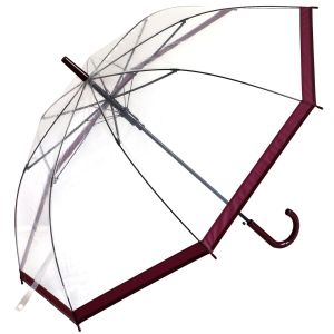 Regenschirm Transparent Durchsichtig Automatiköffnung Farbrand Bordeaux