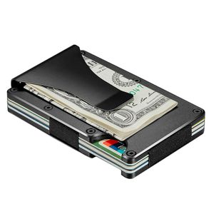Carbon Slim Metall Kreditkartenetui Kredit-Karten Geldklammer Clip Blocker Schwarz