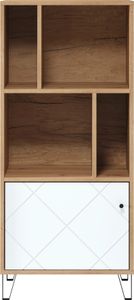 trendteam Wohnen Regal Touch Artisan Eiche Melamin/Weiß Matt Tiefzieh 63 x 136 x 40 cm