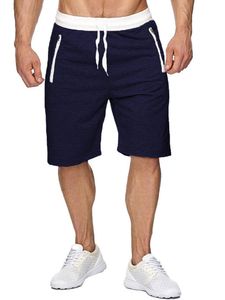 Herren Shorts Farbe Block Kurze Sporthosen Casual Pants Fitness Sommer Hosen Beachwear Marineblau,Größe XL