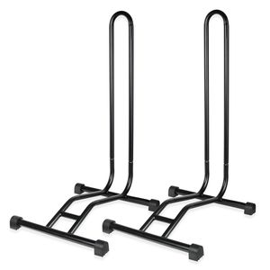 Schramm® 2 Stück Fahrradständer in schwarz oder silber Bodenständer freistehend Radständer 38 x 42 x 75 cm , Farbe:schwarz