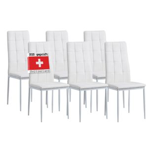 Albatros Esszimmerstühle RIMINI 6er Set, Weiss - Edles Italienisches Design, Polsterstuhl Kunstleder-Bezug, Modern und Stilvoll am Esstisch - Küchenstuhl, Stuhl Esszimmer hohe Belastbarkeit