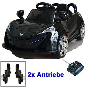 Roadster mit 2x Motoren mp3 LED Elektro Kinderauto Kinder Auto Elektroauto Elektrofahrzeug (schwarz)