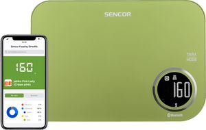 SENCOR SKS 7070GG Inteligentná kuchynská váha s Bluetooth, LCD displej, kapacita váženia do 5 kg/11 lb, 3 režimy - váženie, meranie objemu mlieka a vody, funkcia TARA na váženie
