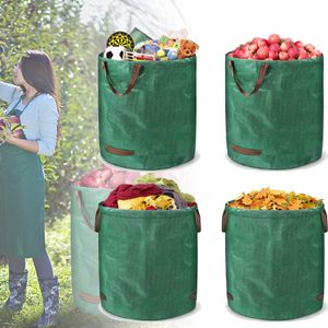 ACXIN 4X Gartenabfallsäcke mit Griffen 272L UV-Stabil und Wasserabweisend Wiederverwendbare und Stabile Gartensäcke faltbar Reißfest Laubsack