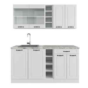 Vicco Single kitchen R-Line, 160 cm without worktop, White country / white