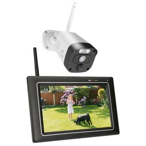 SecuFirst 2K Überwachungskamera Aussen Set mit Innen Monitor,7 Zoll Touchscreen Babyphone mit Kameraüberwachung,Outdoor Kabellos Arbeiten ohne WLAN.