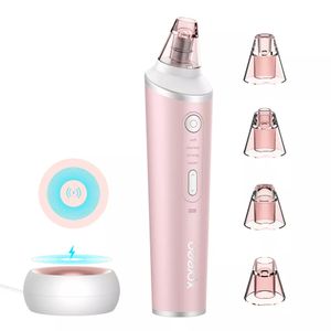 Porenreiniger Electric Mitesserentferner Vakuum Pore Cleaner Gesicht Reinigung drahtloses Aufladen mit LED-Beleuchtung und 4 Sonden (Pink)