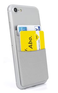 MyGadget 2 Fächer Handy Kartenhalter zum aufkleben - RFID Blocking - Haftendes Kartenfach, Kartenhülle, Karten Halterung - Geldbörse Smartphone Etui - Silber