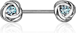 Brustwarzen Piercing Nippelpiercing Brustpiercing Rose Blüte Zirkonia Kristall Autiga® silber-aquamarin