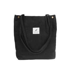 Ženy Tote tašky manšestr Totes Vintage dovolená Beach opakovaně použitelné nákupní tašky studentů cestování příležitostné ramenní tašky Handbag【Black】
