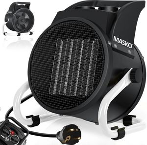 MASKO® Elektroheizer Heizlüfter Bauheizer Keramik Heizstrahler elektrisch Heizgerät mit Thermostat Elektroheizer mit 3 Heizstufen, Heizgebläse für Innen- und Außeneinsatz