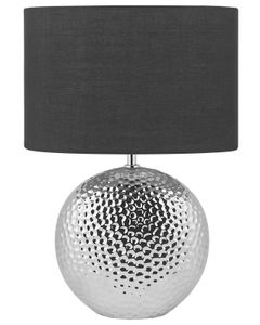 BELIANI Tischlampe Silber Keramik 51 cm Stoffschirm Schwarz Trommelform Kugelfuß Kabel mit Schalter Modern Glamourös für Schlafzimmer Wohnzimmer Flur