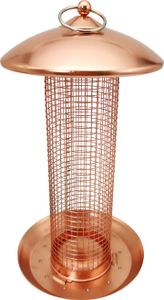 Dehner Natura Premium Wildvogel Futtersäule Chloe, Futterstation für Wildvögel, Futterstelle wetterfest / hängend, Ø 16 cm, Höhe 30 cm, Metall, kupfer