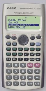 Casio FC-100V Taschenrechner Tasche Finanzrechner Grau