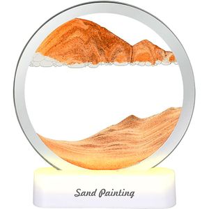 Sandbilder zum drehen mit licht,3D Dynamische Sanduhr, Bewegliche Sandkunst runder Glas,moving sand gemälde,Natürliche Landschaft Sanduhrdekoration fü