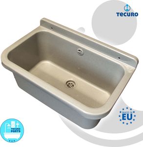 tecuro Ausgussbecken P55G, grau, mit Ablaufgarnitur und Siphon, 18 Liter, 550x340x210 mm