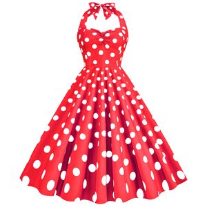 YULUOSHA Damen Retro Rockabilly 50er 60er Partykleid Abend Vintage Swing Kleid Farbe:Rot,Größe:M