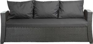 Vankúše na záhradnú pohovku s polirattan 160x50x7/3*56x50cm | Ratanový vankúš na záhradnú pohovku Antracit | záhradné vankúše na 3 miestnej lavici