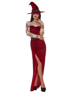 Satanisches Hexen-Kostüm für Damen Halloweenkostüm rot