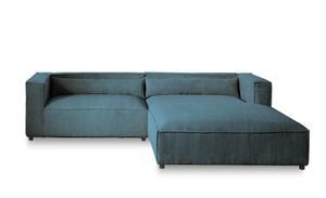 Lisa Design ELA– 4-Sitzer Ecksofa rechts, Cordsamt, 4-Sitzer, moderner Stil , Entenblau
