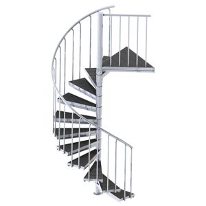 Scalant Spindeltreppe SCARVO M | Außentreppe | Geschosshöhe: 210-264 cm, Ø 160 cm, 11 Stufen | Wendeltreppe | Stahltreppe mit WPC Stufen | Premium Ausstattung