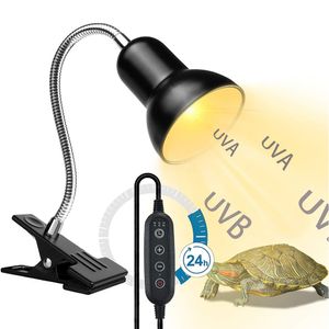 Vyhřívací lampa pro plazy, otočný držák světla pro plazy se svorkou, UVA/UVB vyhřívací lampa, 25 W/50 W/75 W, pro želvy, ještěry, hady, rostliny