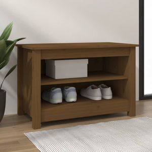 vidaXL Ławka na buty miodowy brąz 70x38x45,5 cm lite drewno sosnowe - Ławka na buty - Ławka na buty - Ławka z miejscem do przechowywania - Stojak na buty
