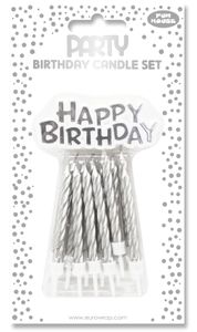 Clairefontaine Geburtstagskerzen "Happy Birthday" silber 12 Kerzen