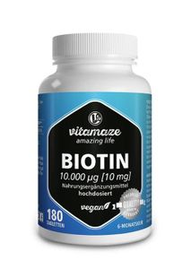 Biotin 10 mg (10.000 µg) hochdosiert, 180 vegane Tabletten