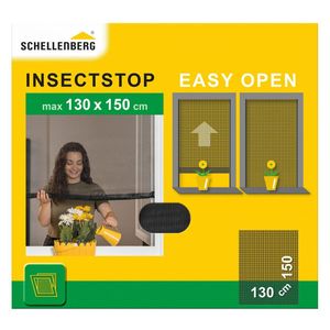 Schellenberg Insektenschutzgitter Easy Open, aufrollbares Fliegengitter Fenster, Insektenschutz Fenster 130 x 150 cm, anthrazit, 70474