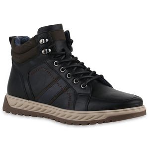 VAN HILL Herren Leicht Gefütterte Worker Boots Bequeme Profil-Sohle Schuhe 840623, Farbe: Schwarz Dunkelblau, Größe: 44