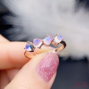 Mondstein-Ring-Reihenring, einzigartiger, schöner, modischer Hochzeitsschmuck, Verlobungsring