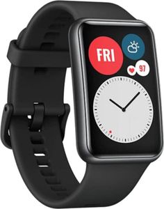 Damen Herren Smartwatch Huawei Smartwatch (1,75 Zoll, Android iOS), Huawei Watch Fit Active Schwarz mit 4,4 cm Fullview Display für Android und IOS