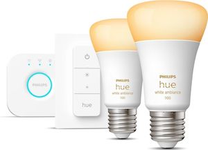 Philips Hue White ambiance Startovací sada: 2 chytré žárovky E27 (1100) + stmívač