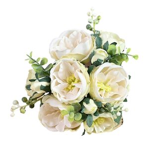 Hochzeitsstrauß realistische romantische ästhetische dekorative Kunstseidenblume 10-köpfige Simulation Hibiskus Hochzeitsdekoration-Weiß