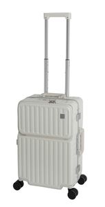 Travelhouse Roma Handgepäck Koffer, Vortasche mit TSA, Powerbank Anschluss, Alu-Rahmen, Hartschale, Trolley, Weiß, 55x35x23 cm