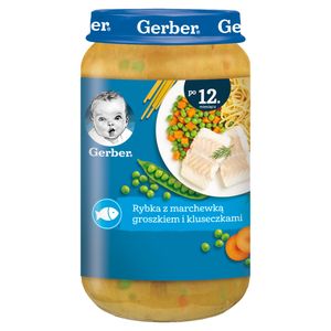 Gerber ryba z marchewką, groszkiem i makaronem dla dzieci od 12 miesiąca życia 250 g