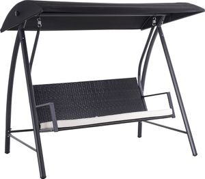 Outsunny Hollywoodschaukel Gartenschaukel 3-Sitzer mit Dach Polyrattan Schwarz Outsunny Hollywoodschaukel Gartenschaukel 3-Sitzer mit Dach Polyrattan Schwarz